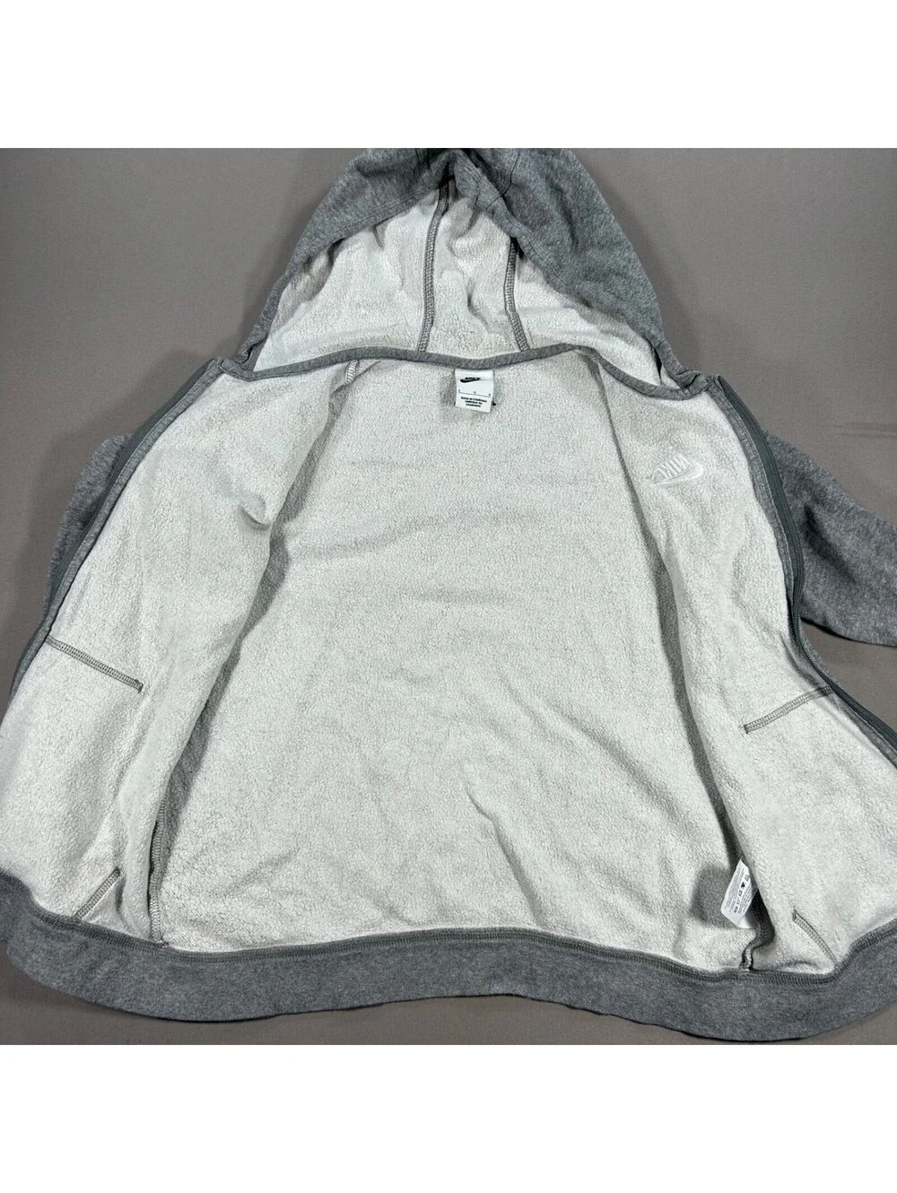 Nike YOUTH Full Zip Cotton Blend Hoodie Heather Gray Size Large